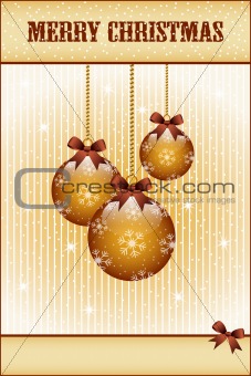 Gold christmas balls and bows