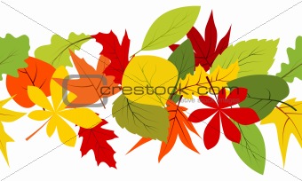 Seamless border with autumn leaves