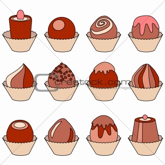 Collection of sweets on white background
