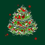 Christmas tree with traditional Christmas symbols
