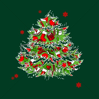 Christmas tree with traditional Christmas symbols