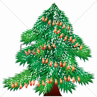 Christmas tree with garland isolated