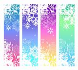 Four abstract  winter banners with snowflakes