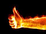thumb up on fire