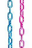 Blue and pink steel chains