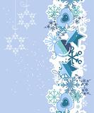 Blue Christmas background with balls and snowflakes