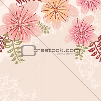 Pastel frame with  pink flowers