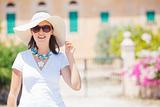 Beautiful young woman summer in hat