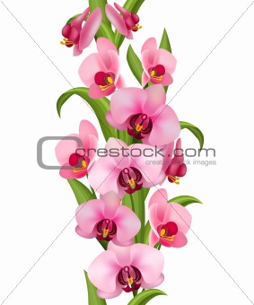 Vertical seamless pattern made of orchids