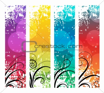 Four abstract vertical banners