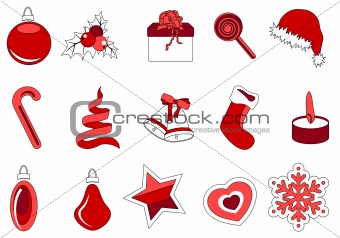Collection of different stylized Christmas symbols