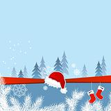 Blue Christmas greeting card with Santa socks