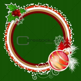 Green round frame with Christmas ball