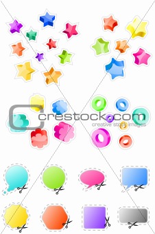 Set of different 3d shapes and stickers