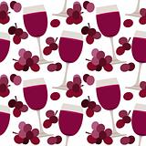 Seamless pattern with wine glasses and grape