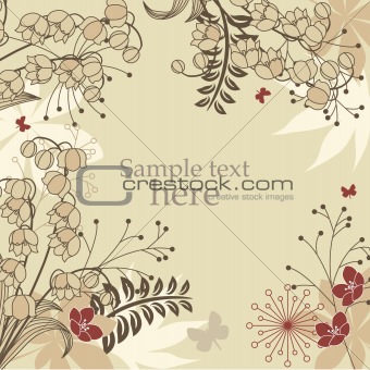 Floral pastel frame with contour spring flowers