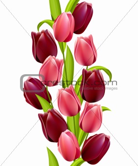 Vertical seamless pattern made of tulips