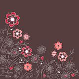 Floral dark grey background with pink flowers