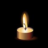 Small burning candle on black