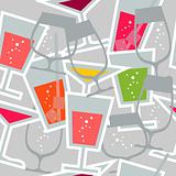 Seamless pattern with different stylized cocktails