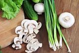 Fresh vegetables and mushrooms