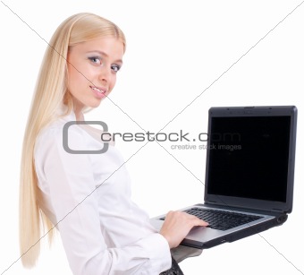 Young woman working with laptop