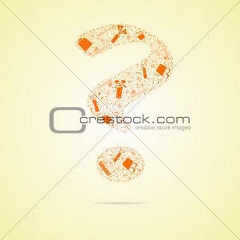 Orange question from gifts, vector illustration