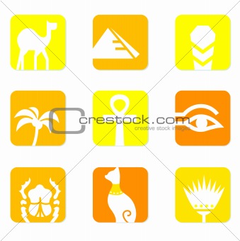 Egypt icons and design elements block isolated on white ( yellow