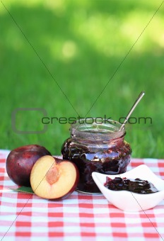 Jar of plum jam 