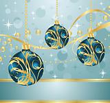abstract blue background with Christmas balls