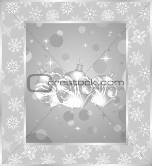 set Christmas balls on snowflakes background