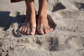 barefoot on sand