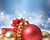 Christmas ornaments on decorative background