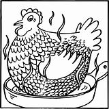 Hen on frying pan