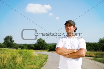 Thinking man outdoors