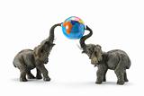 Elephants and World Globe