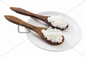 Rice on Wooden Spoons