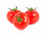 Three ripe red tomatoes
