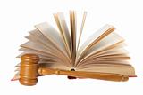 Wooden Gavel and Opened Book