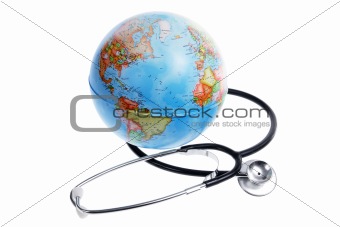 World Globe and Stethoscope 