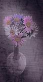 Beautiful bouquet of asters in vase. Grunge styled.
