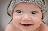 Baby boy in Knitted handmade hat
