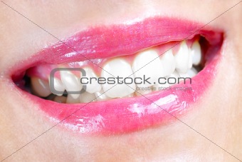 Woman lips smiling