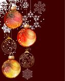 Christmas background with hanging glass balls