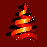 Stylized christmas tree made of red ribbon