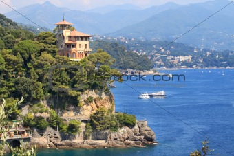 View on bay of Portofino, Italy.