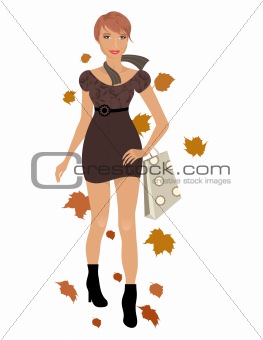 elegant autumn girl isolated