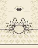 vintage background with floral frame and crown