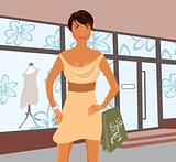 fashion shopping girl near shop