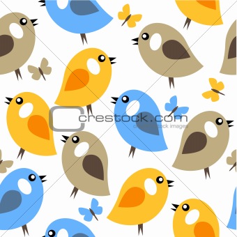 Seamless simple pattern with birds